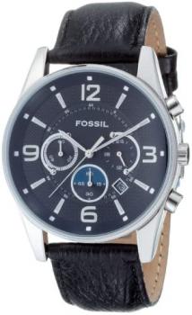 Fossil FS4387 Gents Black Leather Strap Black Dial Chronograph Watch