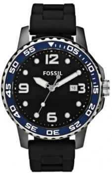 Fossil Men's Black/Blue Ceramic Watch - Ce5004 with Silicone Strap
