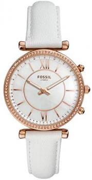 Fossil - Women's Stainless Steel Hybrid Watch with Leather Strap, White, 16 (Model: FTW5043)