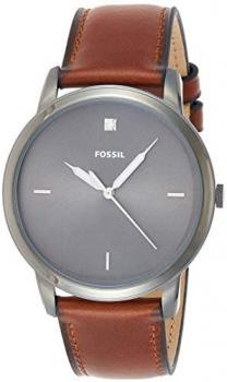 Fossil The Minimalist Carbon Series Three Hand Smokey Amber Leather Men's Watch FS5479