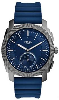 FOSSIL Hybrid Smartwatch Machine with Navy Silicone Strap for Men FTW1195