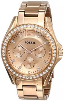 Fossil Women's 38mm Riley Multi-functional Rose Goldtone Dial Watch
