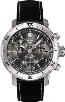 Tissot Men's T067.417.16.051.00 Black Leather Swiss Quartz Watch with Grey Dial