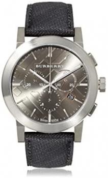 Burberry Men's The City Chronograph Charcoal Beat Check PVC Gunmetal Dial