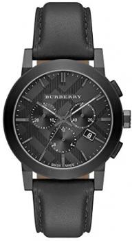 Burberry Black Dial Stainless Steel Leather Chrono Quartz Men's Watch BU9364