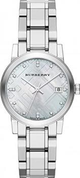 Burberry Luxury Diamonds Watch Womens Girls The City Precious Stainless Steel Mother of Pearl Textured Date Dial BU9125