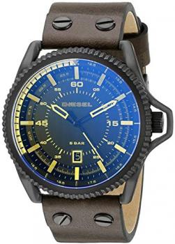 Diesel Rollcage Men's Quartz Watch with Multicolour Dial Analogue Display and Brown Leather Bracelet Dz1718
