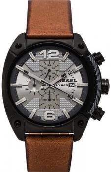 Diesel Overflow Men's Quartz Watch with Multicolour Dial Analogue Display and Black Leather Bracelet Dz4317