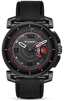 Diesel men's Quartz watch with black dial analogue display, one size, black