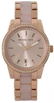 Michael Kors Ritz-Analogue Quartz Watch with Rose Gold Tone Strap for Women - MK6349