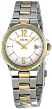 Seiko Women's Quartz Watch with White Dial and Two Tone Bracelet SXDC86P1