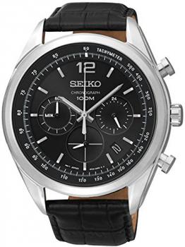 Seiko ssb097p1&ndash;Watch Men&ndash;Quartz&ndash;Chronograph&ndash;Black Dial&ndash;Black Leather Strap