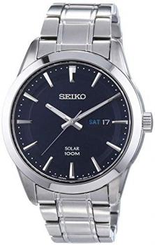 Seiko Solar Mens Analogue Solar Watch with Stainless Steel Bracelet SNE361P1