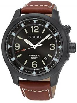 Seiko Men's Analogue Kinetic Watch with Leather Strap SKA691P1