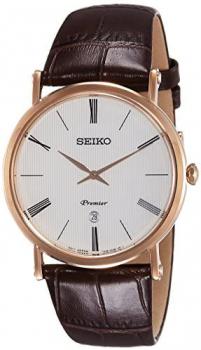 Seiko Mens Analogue Quartz Watch with Leather Strap SKP398P1