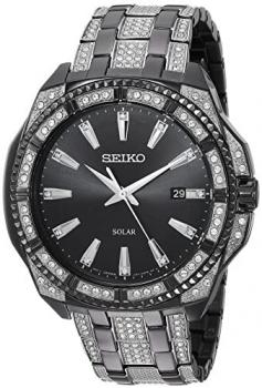 Seiko Men's 'Crystal Solar' Quartz Stainless Steel Casual Watch, Color:Two Tone (Model: SNE459)