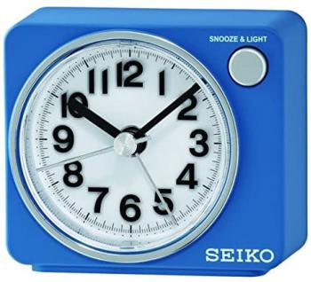Seiko QHE100L Unisex Plastic Alarm Analogue Clock, White