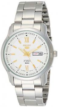 Seiko 5 Automatic White Dial Silver Stainless Steel Men's Watch SNKP15K1