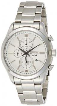 Seiko Mens Chronograph Quartz Watch with Stainless Steel Strap SNAF63P1
