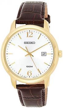 Seiko Mens Analogue Quartz Watch with Leather Strap SUR266P1