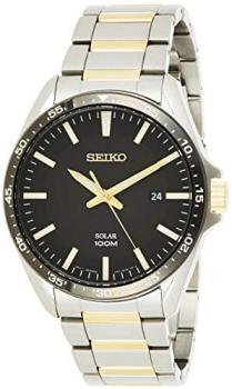 SEIKO Mens Analogue Solar Powered Watch with Stainless Steel Strap SNE485P1