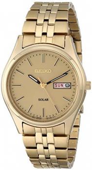 Seiko Men's Goldtone Dial Solar Calendar Watch