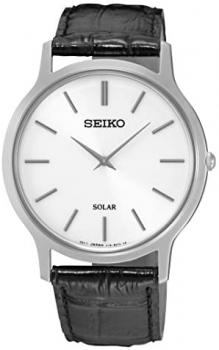 Seiko SUP873P1 Mens Black Leather Strap Watch