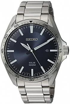 Seiko Men's Analog Japanese Quartz Watch with Stainless-Steel Strap SNE483