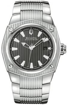 Bulova 63B101 Men's Watch 63B101 with Round Black Dial Stainless Steel Bracelet