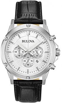 Bulova Mens Chronograph Quartz Watch with Leather Strap 96B297