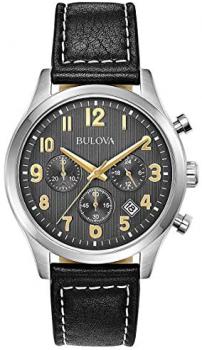 Bulova Mens Chronograph Quartz Watch with Leather Strap 96B302