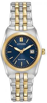 Citizen Corso Women's Quartz Watch with Blue Dial Analogue Display and Silver Stainless Steel Plated Bracelet EW2294-53L
