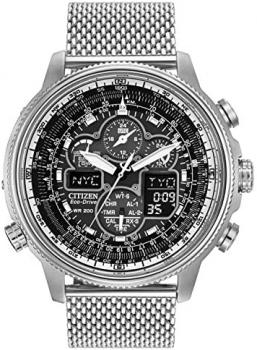 Citizen Men's Navihawk AT Eco Drive Watch with Black Dial Analogue/Digital Display and Silver Stainless Steel Bracelet JY8030-83E