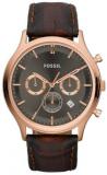 Fossil Men's Heritage Chronograph Watch Fs4639 with Gunmetal Dial, Rose Gold IP Case and Brown Leather Strap