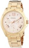Fossil-AM4569 Women's Quartz Analogue Watch-Stainless Steel Strap Golden and Pink