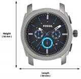 Fossil Men's 45mm Machine Chronograph Watch In Smoke With Blue Accents