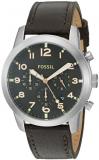 Fossil Pilot 54 Men's Black Dial Leather Band Chronograph Watch - FS5143