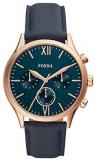 Fossil Fenmore Midsize Multifunction Watch with Navy Blue Leather Strap for Men BQ2412