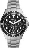 Fossil Men's 46.00 mm Quartz Watch with Black Analogue dial and Silver Metal FS5725