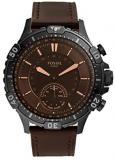FOSSIL Hybrid Smartwatch Garrett with Brown Leather Strap for Mens FTW1192