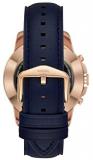 Fossil Q Men's Grant Stainless Steel and Leather Hybrid Smartwatch, Color: Rose Gold-Tone, Blue Model: FTW1155