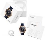Fossil Q Men's Grant Stainless Steel and Leather Hybrid Smartwatch, Color: Rose Gold-Tone, Blue Model: FTW1155