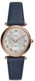 FOSSIL Lyric Three-Hand with case in Stainless Steel and Navy Leather Strap Watch ES4708