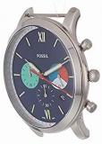 Fossil Men's Head' Quartz Stainless Steel Casual Watch, Color:Silver-Navy (Model: C221053)