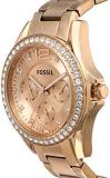 Fossil Women's 38mm Riley Multi-functional Rose Goldtone Dial Watch