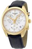 Tissot Men's Blue Leather Band Gold Tone Steel Bracelet Swiss Quartz Silver-Tone Dial Watch T1014173603100