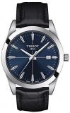Tissot Gentleman Analog Quartz Men's Watch with Blue Dial and Leather Strap - T1...