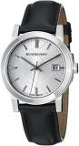 Burberry Check Stamped Leather Strap Watch/Black - Black