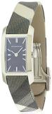 Burberry Rectangular Stainless Steel Beat Check Watch - Black-Check