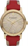 Luxury Swiss Gold Watch Unisex The City Collection Check Authentic Red Leather B...
